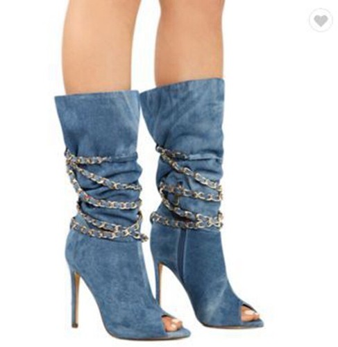 womens denim heels